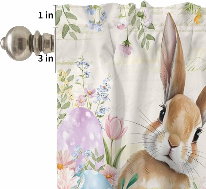 Kitchen Curtains Tiers and Valance Set of 3, Easter Light Filtering Window - Image 5