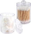 2 Pack Qtip Holder Dispenser,Bathroom Canisters Apothecary Jar Set, Acrylic Vanity Makeup Storage Organizer Set,10 and 12 oz