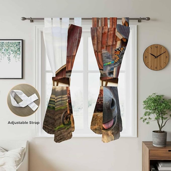 Farm Donkeys Bathroom Curtains 63 Inch Length, Window Curtains Tab Top - Image 5