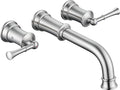 Wall Mount Tub Filler with Rough-in Valve, High Flow Brass Roman Tub Faucet 2 Handle Wall Mounted Bathtub Faucet 360° Swivel Spout, Brushed Nickel(B2306-BN)