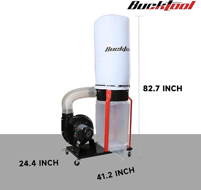 Bucktool 1.5HP Portable Dust Collector, 1100 CFM Workshop Dust Extraction - Image 8