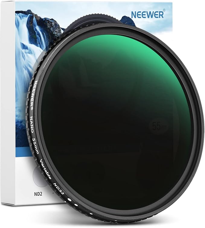 NEEWER 55mm HD Variable ND Filter ND2-ND32 No X Cross/Optical Glass/30 Layer by Neewer