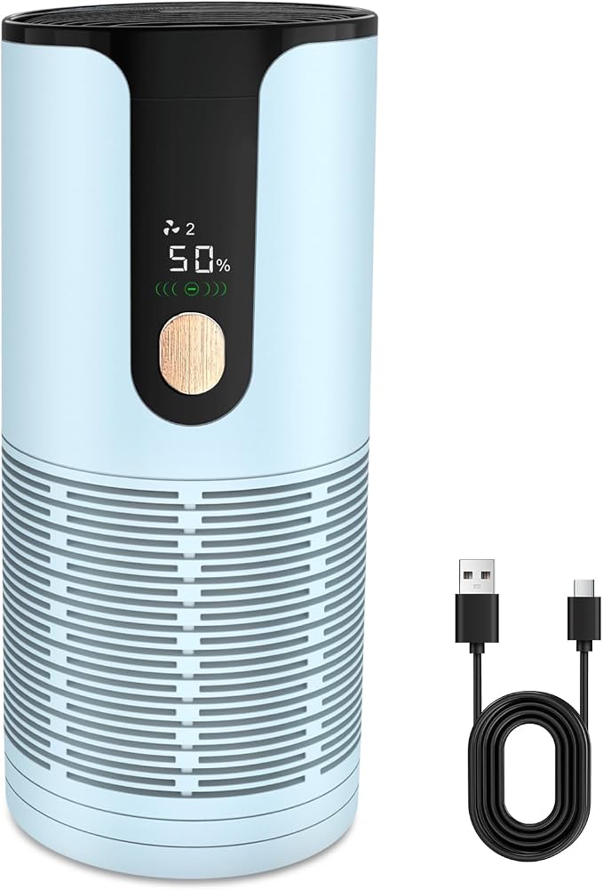 Mini Car Air Purifier-Cordless True HEPA Portable Small Air Purifier, LCD by Arint