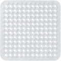Yimobra Square Shower Mat Non Slip, Super Strong Suction Cups, 21"x21" Bath Tub Mat with Drain Holes, Machine Washable Fast Draining Bath Mats, Bathroom Essentials,Clear