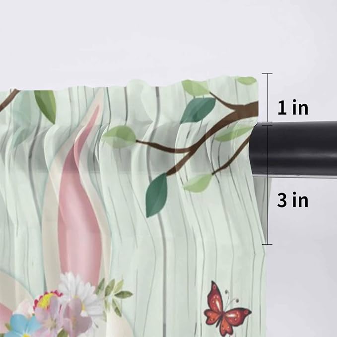 Easter Sheer Valances for Windows 54"x18", Light Filtering Kitchen Curtains - Image 7
