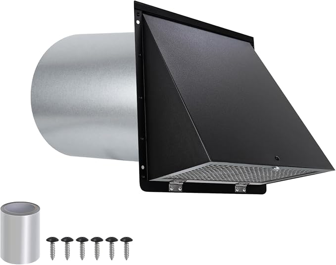6 Inch Hooded Wall Vent with Screen and Damper, 6 Inch Wall Exhaust Vent Cover by JYINCPED
