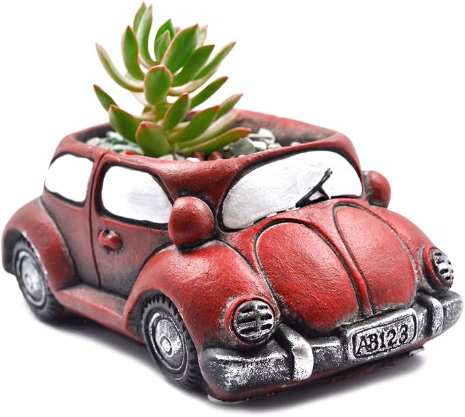 Cement Red Car Succulent Planter Flower Pots Succulent Plants Containers by Ascrafter