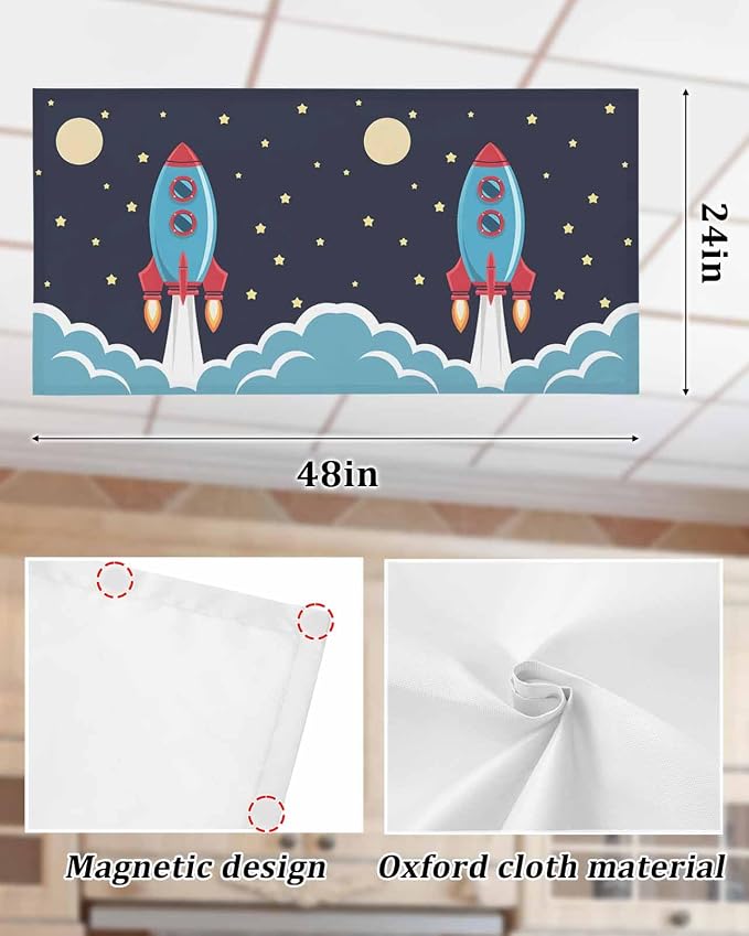 Yukro 1 Pack Cute Cartoon Fluorescent Light Covers Rocket Moon Stars Night Sky - Image 6