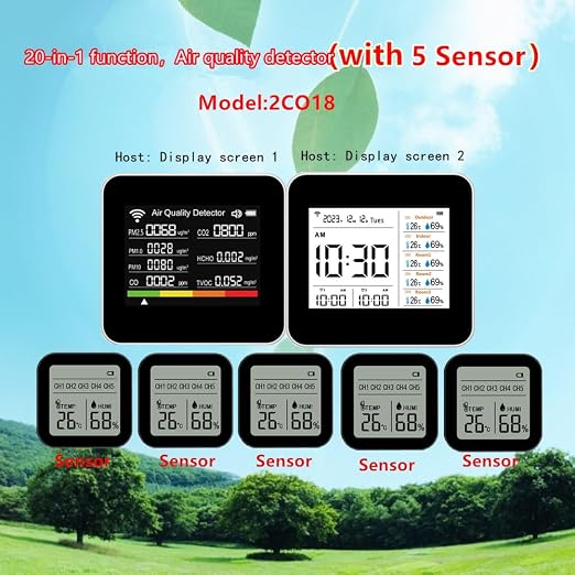 20-in-1 Smart WiFi Air Quality Monitor CO2 TVOC HCHO PM2.5 PM10 & Weather - Image 3
