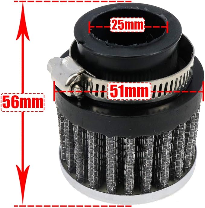 25mm Inlet Motorcycle Air Filter Replacement Cylindrical Intake Mesh Filter - Image 2