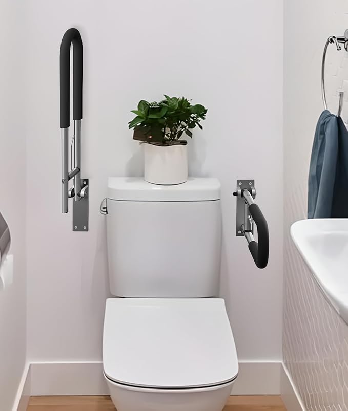 Handicap Grab Bars Rails 23.6 Inch Toilet Handrails Bathroom Safety Bar Hand Support Rail Handicapped Handrail Accessories for Seniors Elderly Disabled Mounted Bath Grips (Aluminum-60cm-2pcs)