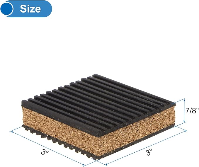 uxcell 12pcs Ribbed Anti-Vibration Isolation Rubber Pads 3" Length x 7/8" Thick - Image 2