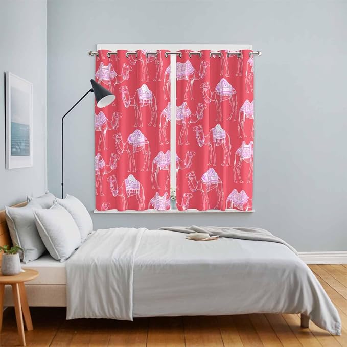 2 Panel Kitchen Cafe Curtains, Desert Camel Sunlight Filtering Nature Air - Image 4