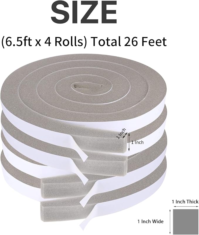 Weather Stripping Door Seal 1 Inch W X 1 Inch T, Open Cell Foam Insulation Air - Image 2