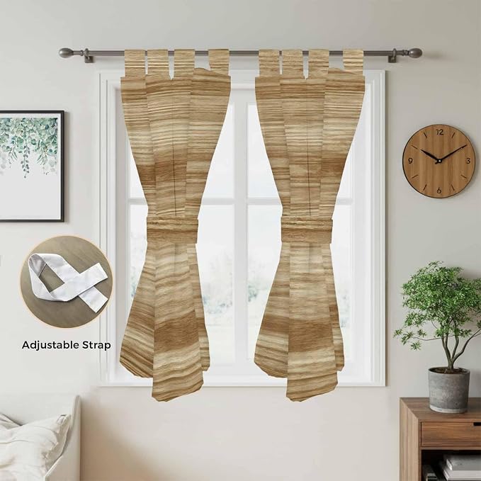 Light Brown Wood Grain Living Room Curtains 84 Inch Length, Window Curtains Tab - Image 5