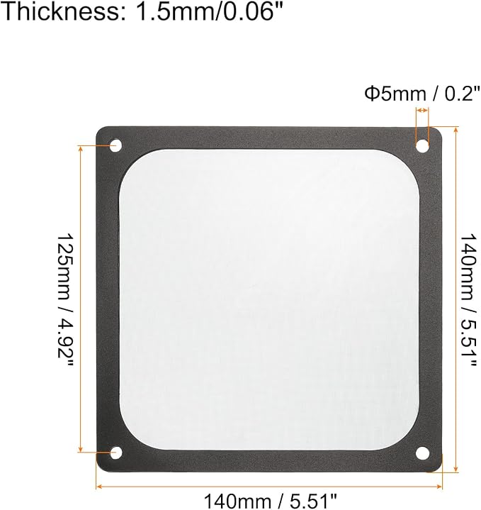 MECCANIXITY 2PCS PC Dust Filter, 140x140mm Magnetic Frame Nylon Computer Case - Image 2