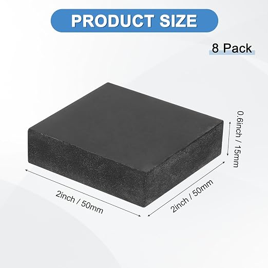 M METERXITY 8-Pack Rubber Anti Vibration Pads 2" Non-Slip Square Vibration - Image 3