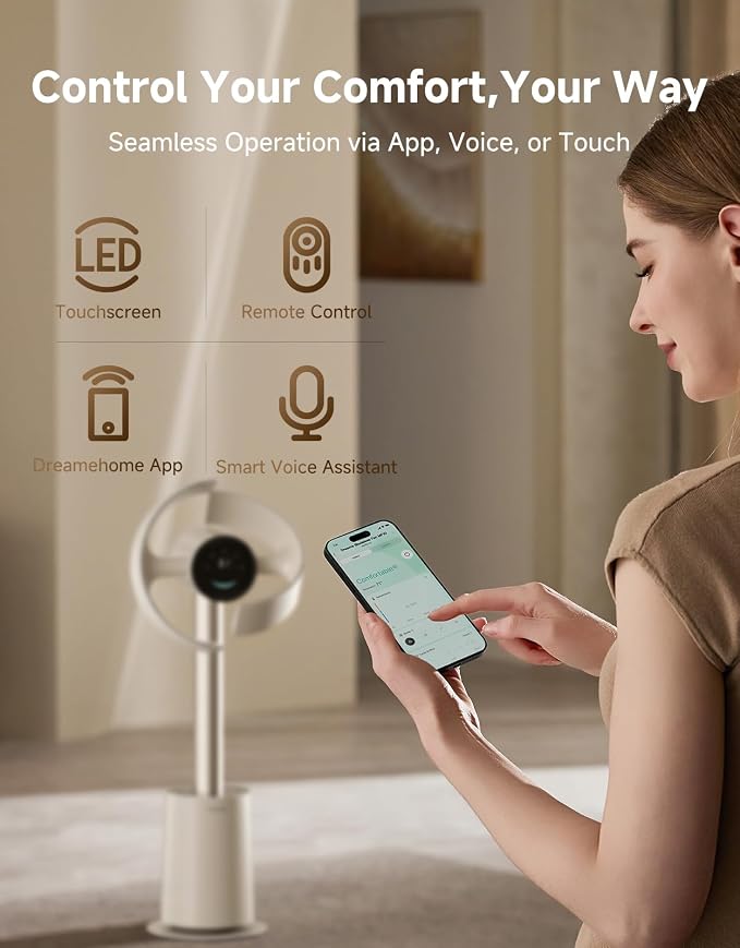 DREAME Bladeless Tower Fan for Bedroom, Smart Standing Fan - Image 8