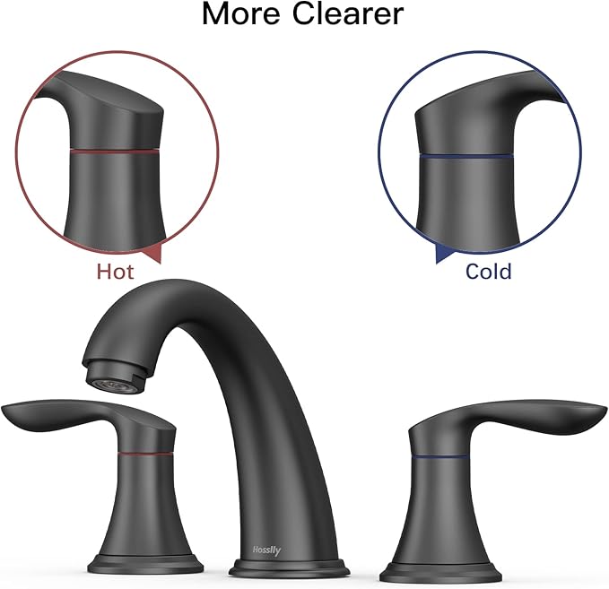 Bathroom Sink Faucet, Faucet for Bathroom Sink, Widespread Matte Black Bathroom Faucet 3 Hole with Stainless Steel Pop Up Drain and cUPC Lead-Free Hose - (Matte Black 2 Packs)