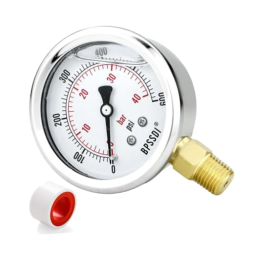 0-200 Psi Glycerin Liquid Filled Low Pressure Gauge, 2.5" Dial Size, 1/4" NPT by BPSSDI