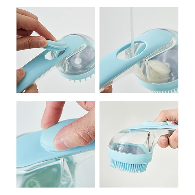Dog Bath Brush – Cat Grooming Scrubber With Soap Dispenser, Gentle Massage Cleaning Tool | Ideal For Puppies Kittens Pets, Home Bathing, Swimming Pool, Beach, Travel And Professional Groomers