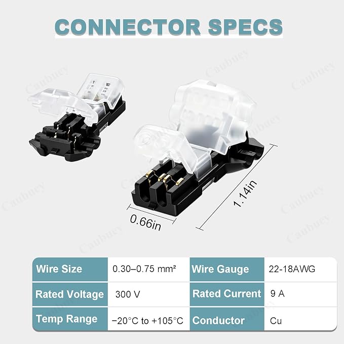 12PCS Quick Connect Wire Connectors, 3 Way 2 Pin Low Voltage T Tap Wire - Image 3