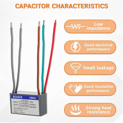 BOJACK CBB61 4uf+4uf+2.5uf 250/300V 50/60 Hz Start Run Capacitor - Image 6