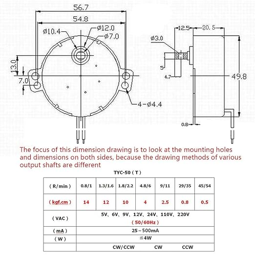 Fielect 2Pcs Synchronous Motor AC 110V 0.8-1RPM Turntable Motor CW/CCW - Image 6