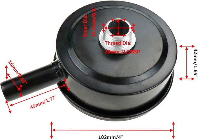 Air Compressor Silencer Filter 1/2" PT Thread Metal Inlet Noise Muffler Silencer - Image 2