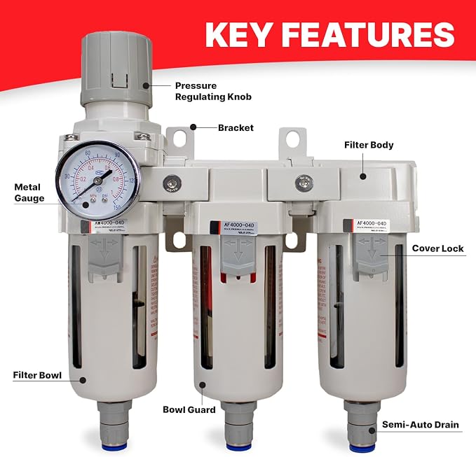 Heavy Duty 1/2" NPT 3 Stage Air Drying System – Industrial Coalescing Filter - Image 3