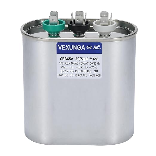 VEXUNGA 50/5 uF 50+5 MFD 370V 440V 450V Oval Dual Run Start AC Capacitor 50 5 by VEXUNGA
