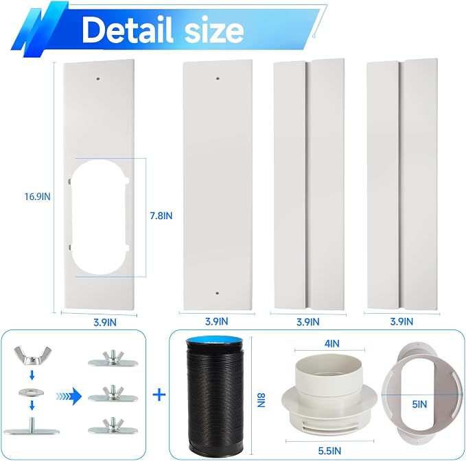 Window Vent Kit with 59" Length Hose, Adjustable Window Seal with 4 Inch - Image 2