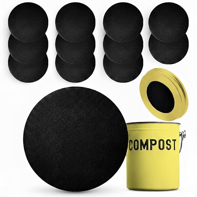 12 Pcs Charcoal Filters for Compost Bucket by Reluen