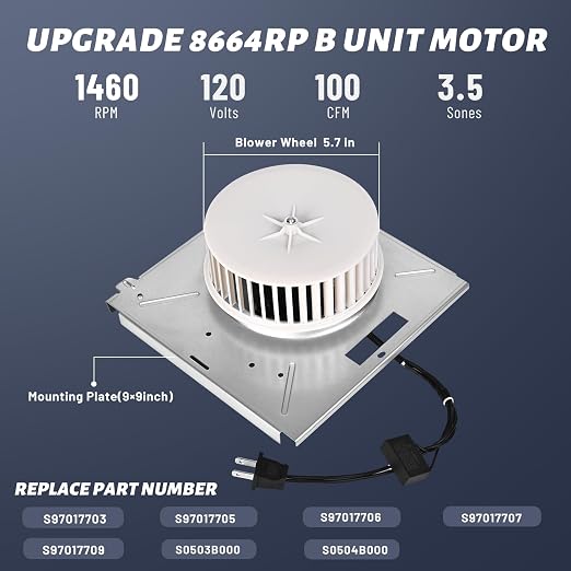 Upgrade 8664RP 8663RP for Nutone 8664RP/8663RP B Unit Bathroom Fan Motor - Image 4