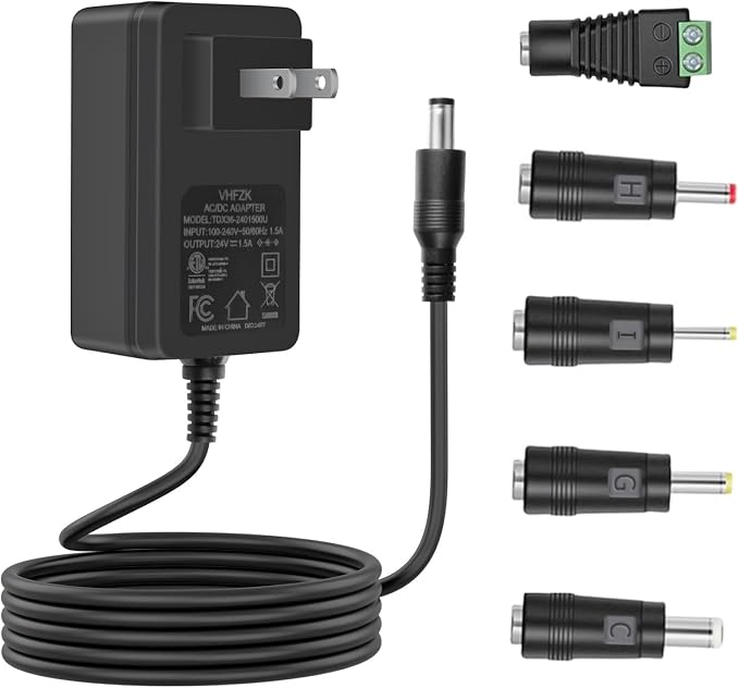 24V 1.5A 1A 0.5A Power Adapter 100V-240V 24 Volt Power Supply Cord DC to AC by VHFZK