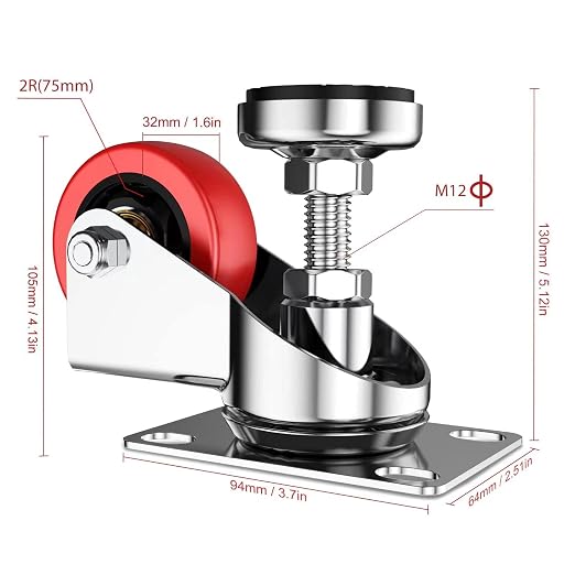 3" Leveling Plate Caster Wheels - Image 6