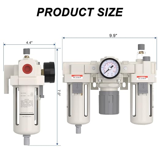 AIRZOE 3/4” NPT Air Compressor Filter, Regulator and Lubricator Combos FRL - Image 2