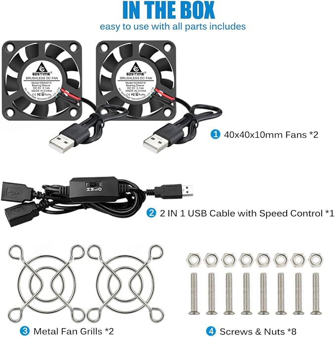 GDSTIME 2-Pack Quiet 40mm USB Fans - Image 7