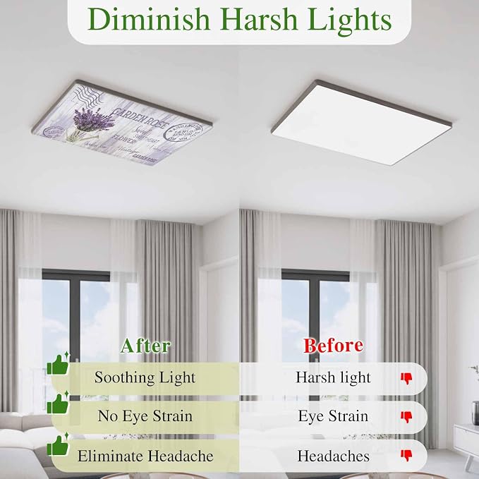 Fluorescent Light Covers for Ceiling Lights Lavender Flower Magnetic Light - Image 5