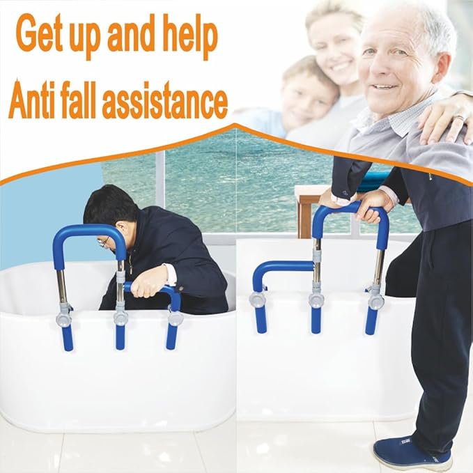 304 Stainless Steel Grab Bars for Bathtubs and Showers, Adjustable Bathtub Safety Rail for Seniors,Sturdy and Durable Tub Grab Bar, Assistance Bathtub Handle Clamp for Elderly Bath Support(123 Rail)