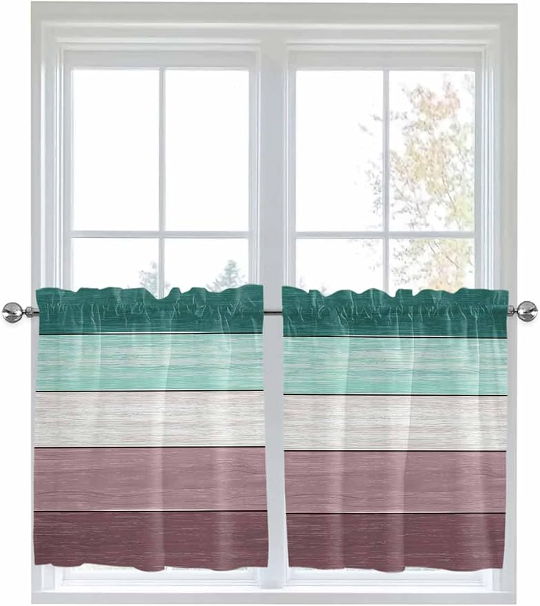 Retro Farm Woodcuts Texture Window Valance Curtains, 2 Panel - Image 5