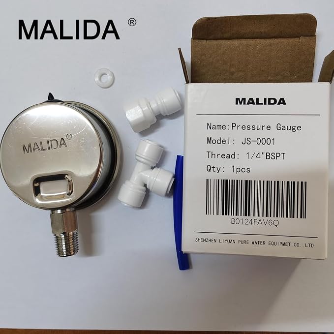 Malida Stainless Water Pressure Test Gauge, Water Pressure Detector - Image 3