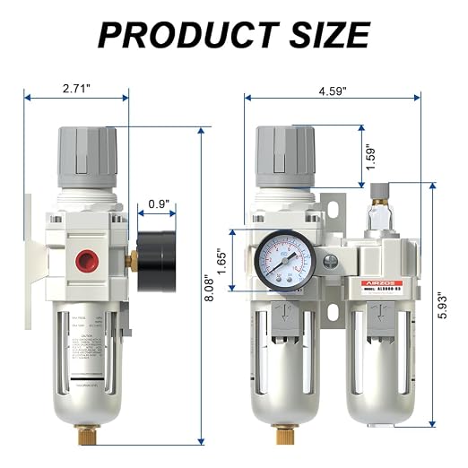 3/8" NPT Compressed Air Filter Regulator Lubricator Combo, Air Compressor Water - Image 2