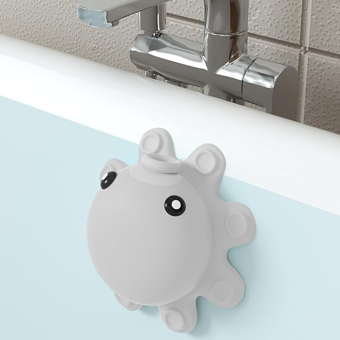 Abalter Bathtub Overflow Drain Cover Tub - Silicone Bathroom Cover, Bath Spa Accessories, Adds Inches of Water for Deeper&Warmer Bath，Grey Gray (ABCVXZY-Grey)