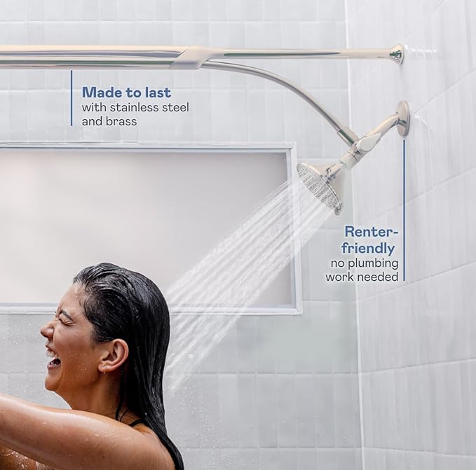 BOONA - The Original Tandem Shower | As Seen On Shark Tank | Double Shower Head for Couples, High Pressure Dual Shower Heads (One Showerhead, Brushed Nickel)