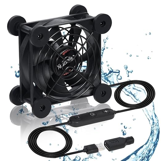 Quiet 80mm Fan with 10 Speed USB 5V DC 12V IPX5 Waterproof Cooling Fan by xiaoqijia