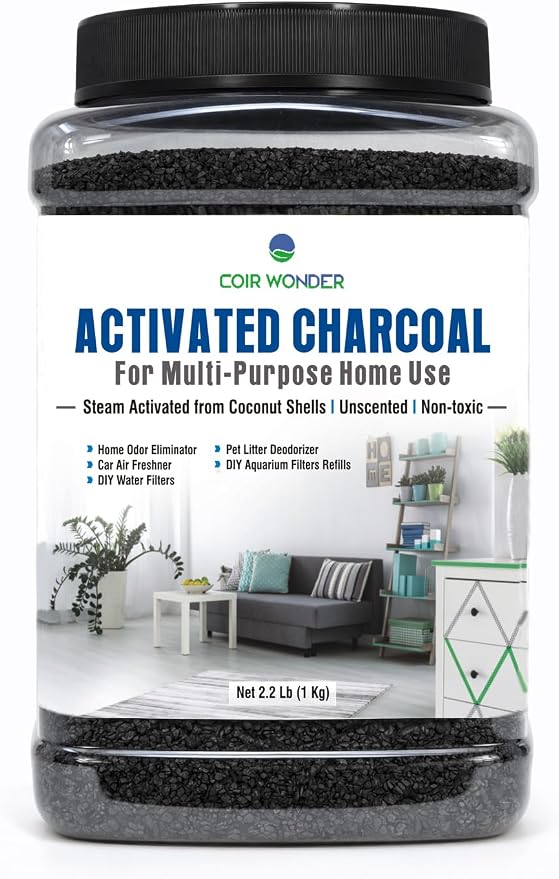 Activated Charcoal Odor Absorber – 2.2 Lb – Coconut Shell Carbon Granules – by CoirWonder
