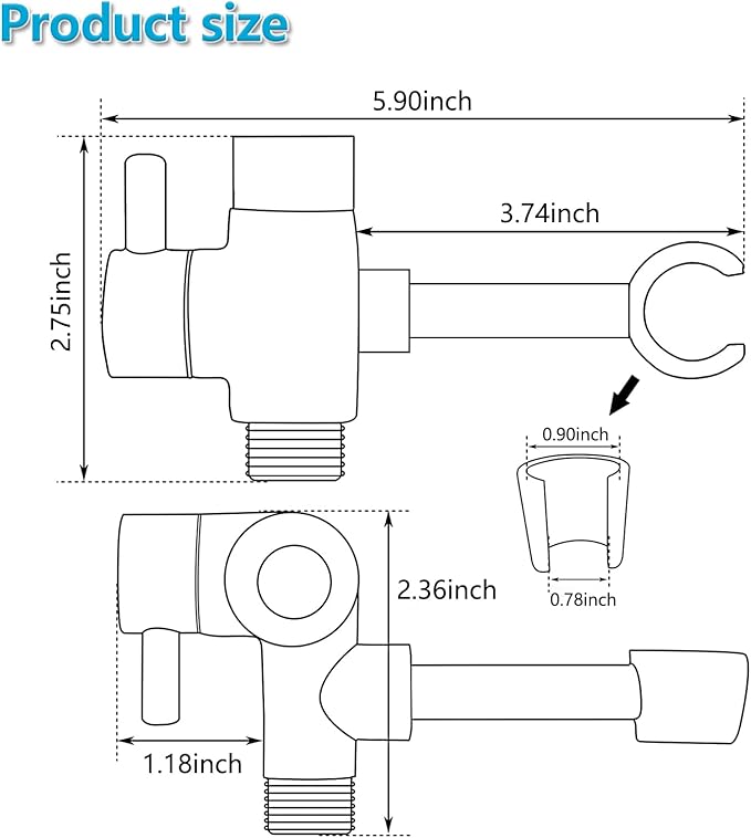 PDPBath Solid Brass Shower Arm 3 Way Shower Diverter Valve for Hand Held Showerhead and Fixed Spray Head, G1/2 Universal Connection - Chrome