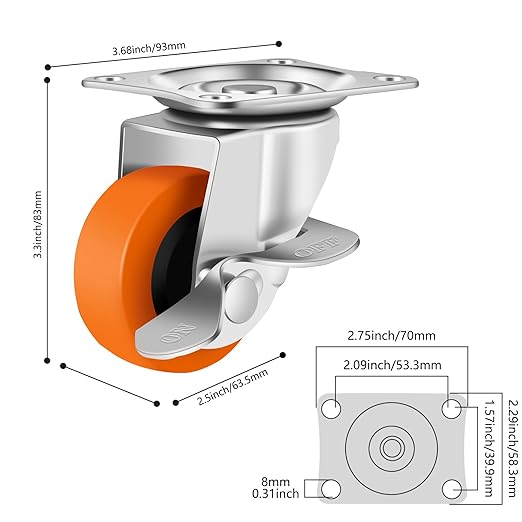 2.5 Inch Caster Wheels, Casters Set of 16, Heavy Duty Caster - Image 2