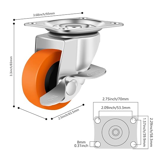 2.5 Inch Caster Wheels, Casters Set of 4, Heavy Duty Caster - Image 2